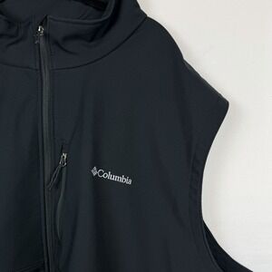 Columbia Softshell Fleece Vest 6X M Black Full Zip Outdoor Hiking Core